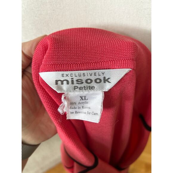 Misook Watermelon Pink & Black Contrast Three Button Knit Blazer - Picture 4 of 5